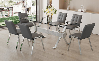 Nicolette 6-Piece Dining Table (gray chairs)