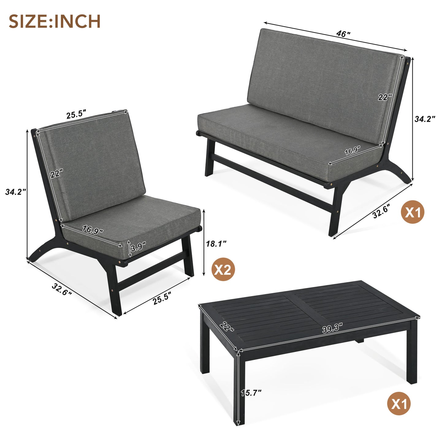 GO 4-Piece V-shaped Seating Set