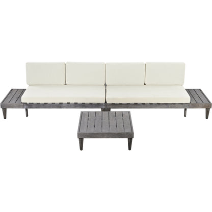 Outdoor 3-Piece Solid Wood Sectional Sofa Set