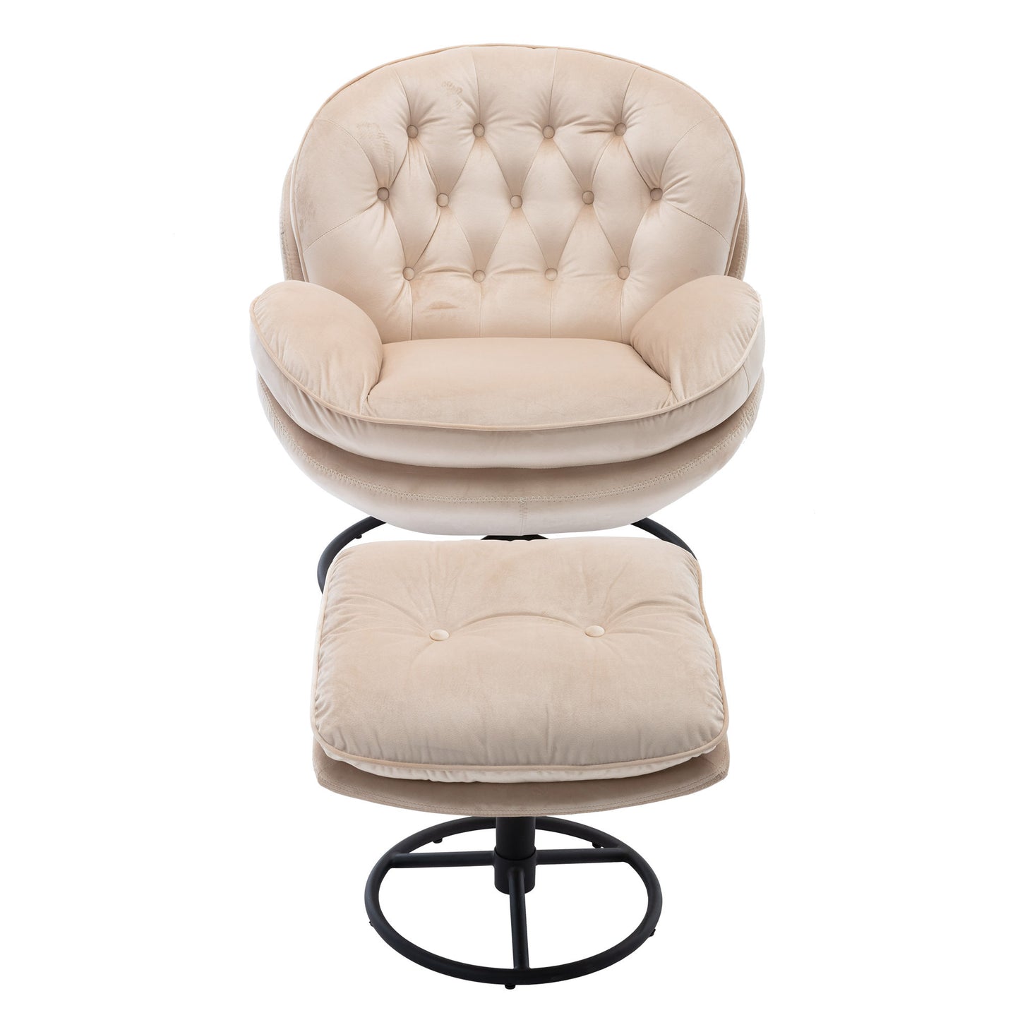 Marsh Beige Accent Chair with Ottoman