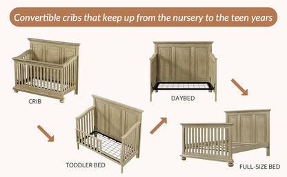 Farmhouse Style 4-in-1 Crib Stone Gray