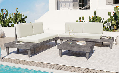 Outdoor 3-Piece Solid Wood Sectional Sofa Set