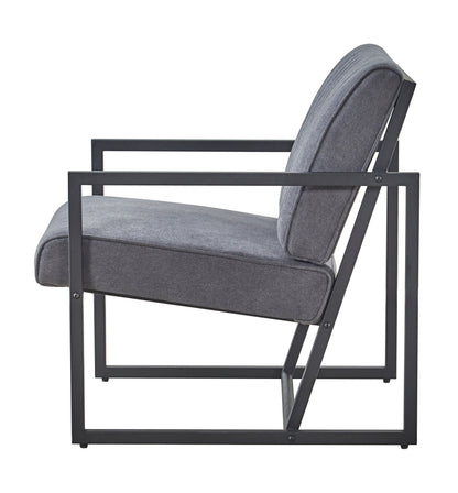 Lined Gray Accent Chair