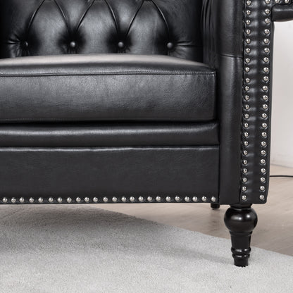 Classic Black Leather Accent Chair