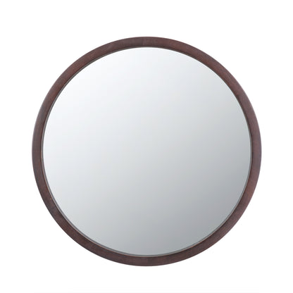 20" x 20" Circle Wall Mirror with Walnut Wooden Frame