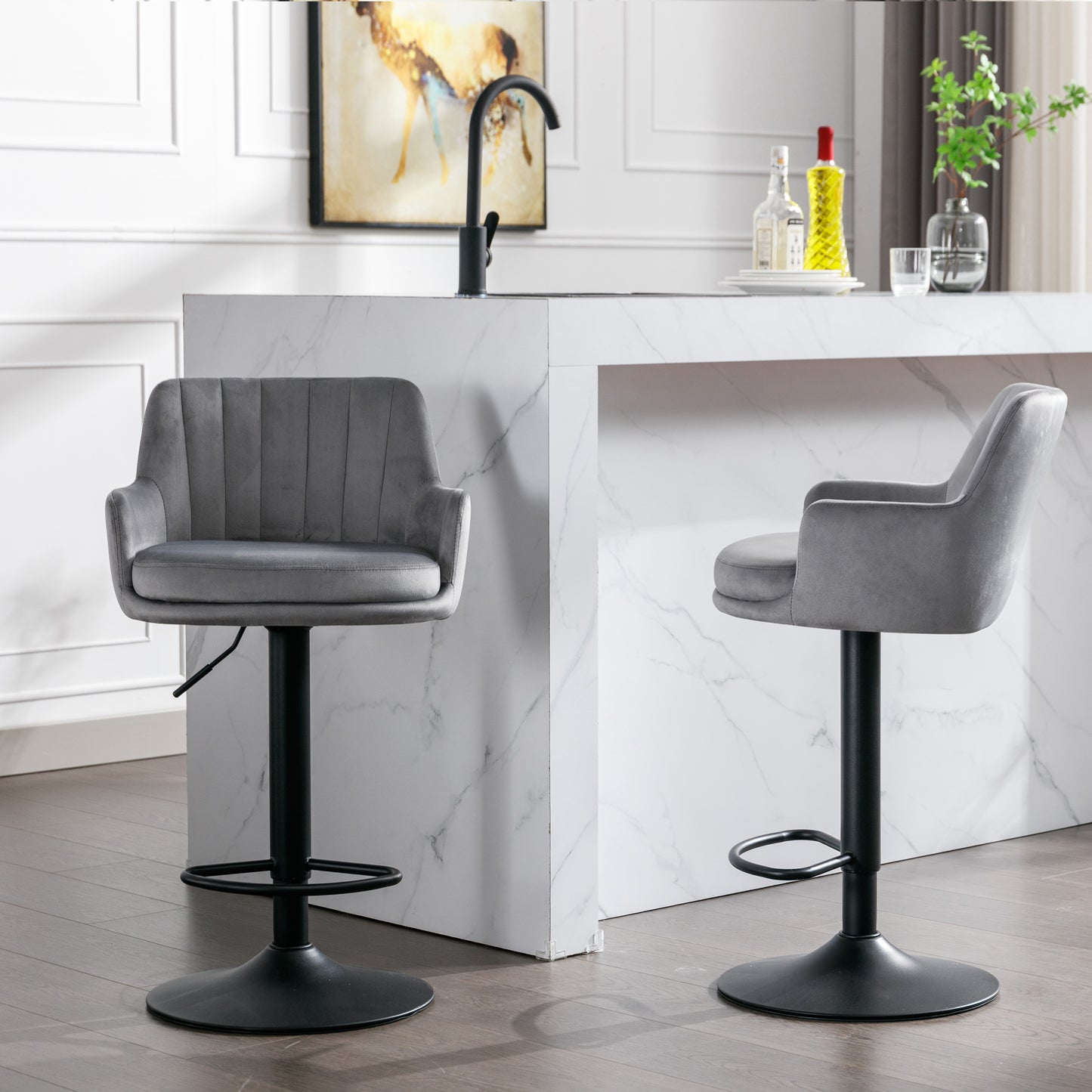 Grace Adjustable Bar Stools Set of 2 (gray/black)