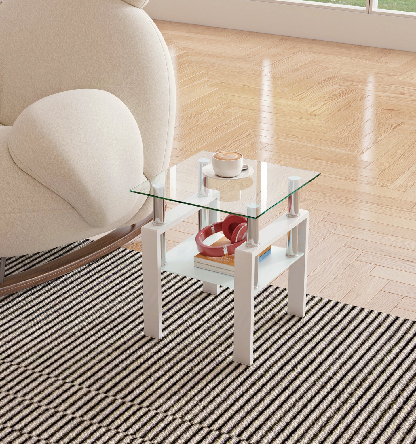 1-Piece Modern Tempered Glass Table