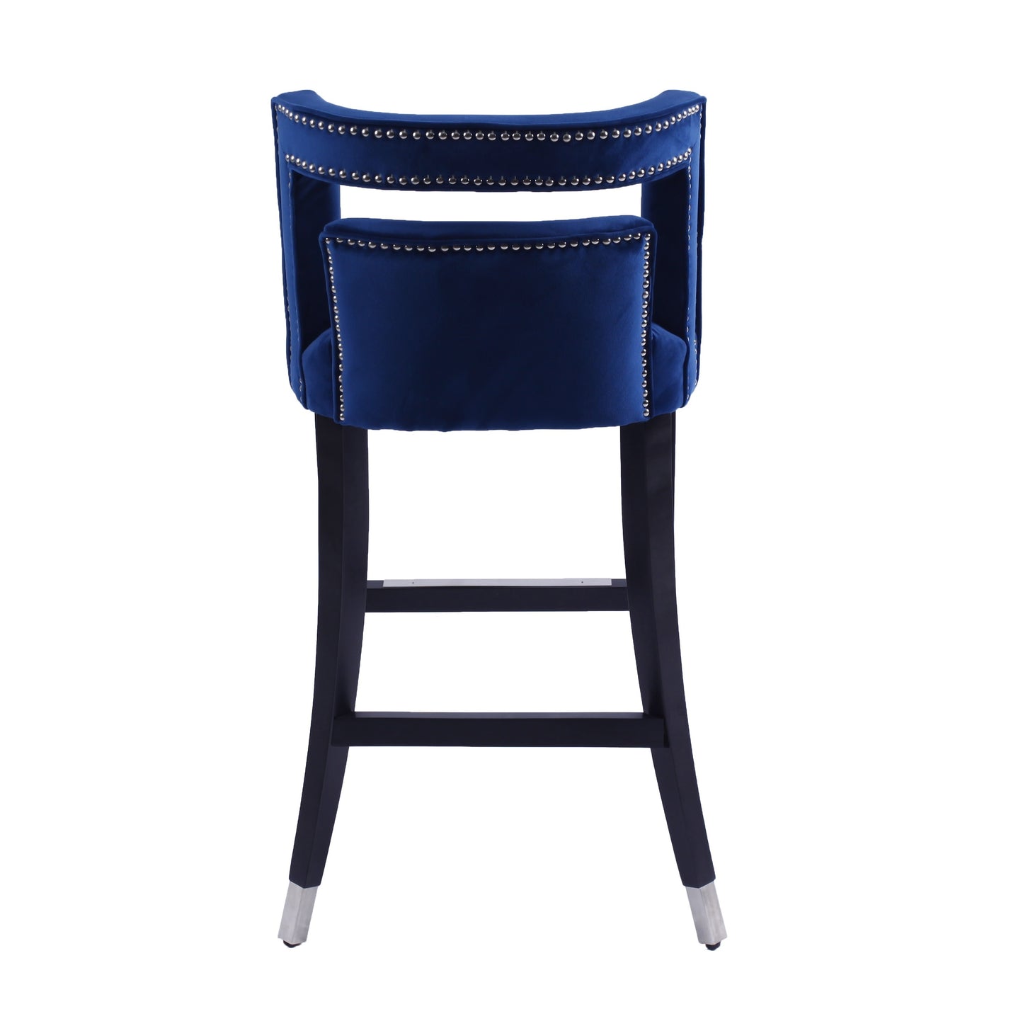 Atlanta Navy Suede Velvet 30" Barstool with Nailheads, Set of 2