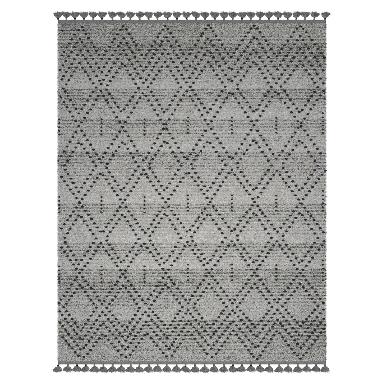 Vail Dowlan Gray and Charcoal Area Rug with Tassels 5x8