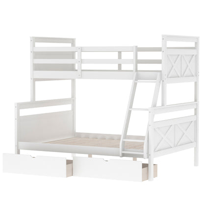 White X Twin over Full Bunk Bed with Storage