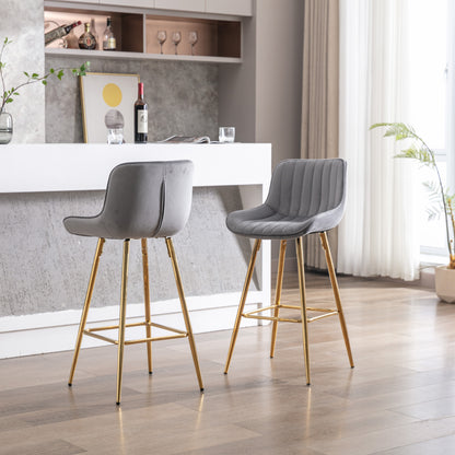 26" Set of 2 Bar Stools (gray/gold)