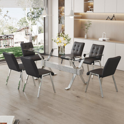 Nicolette 6-Piece Dining Table (black chairs)