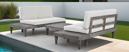 Outdoor 3-Piece Solid Wood Sectional Sofa Set