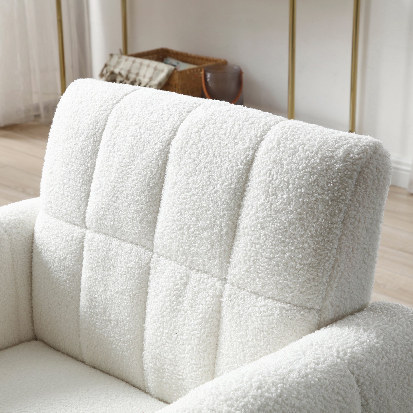 Modern Comfy Tufted White Teddy Accent Chair