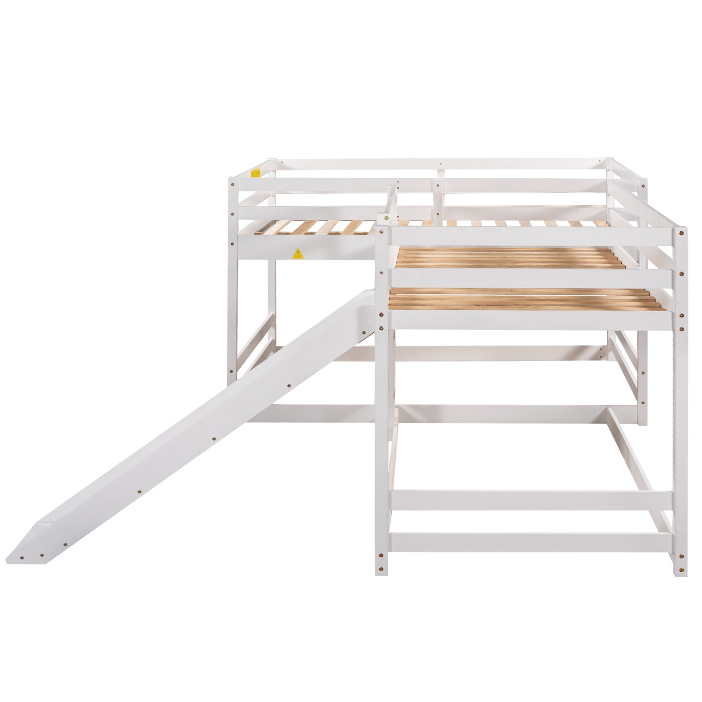 L-Shaped White Full and Twin Bunk Bed