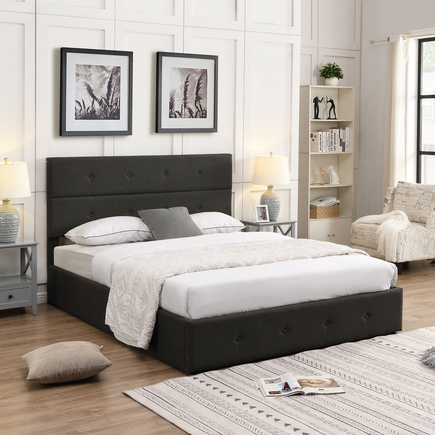 Diamond Storage Queen Bed (gray)