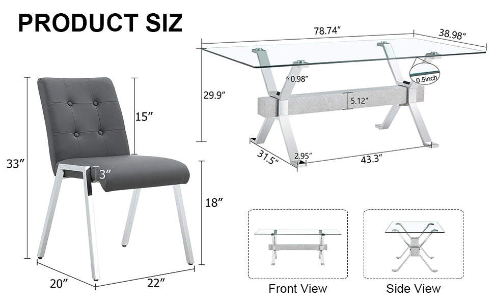 Nicolette 6-Piece Dining Table (gray chairs)