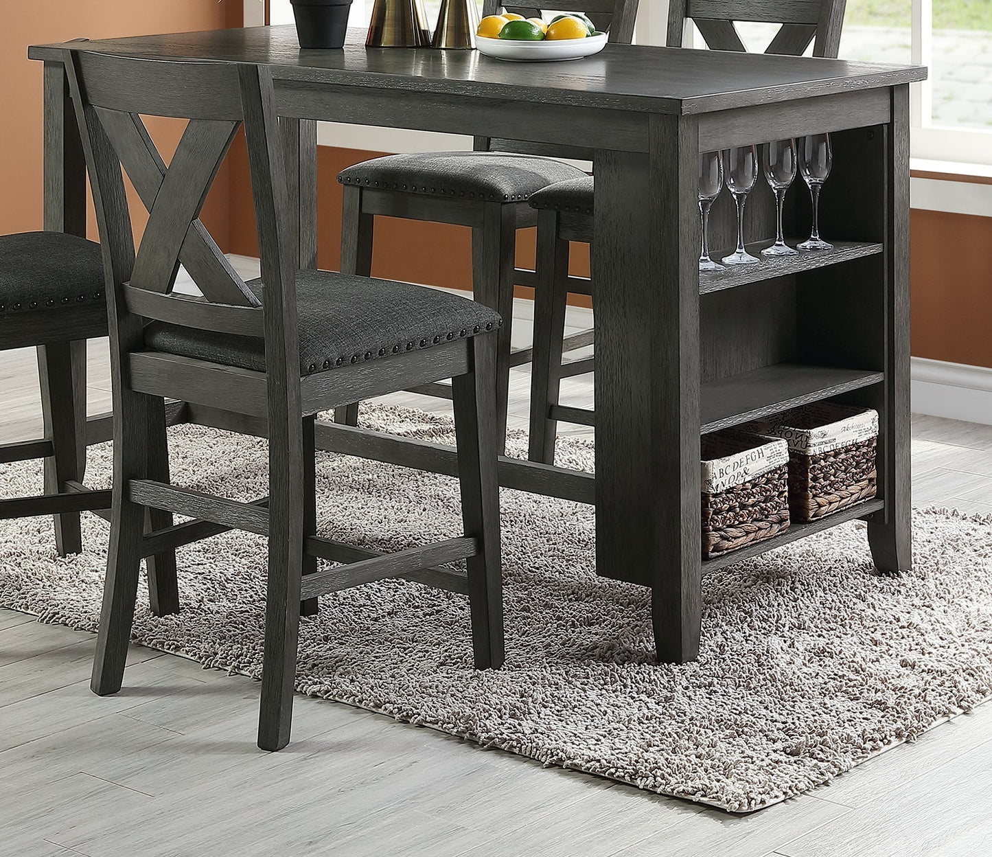 Modern Contemporary Gray 5-Piece Counter Height Dining Table
