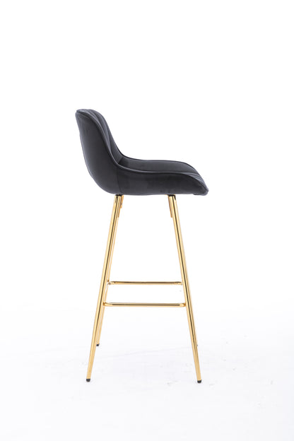 30" Set of 2 Bar Stools (black/gold)