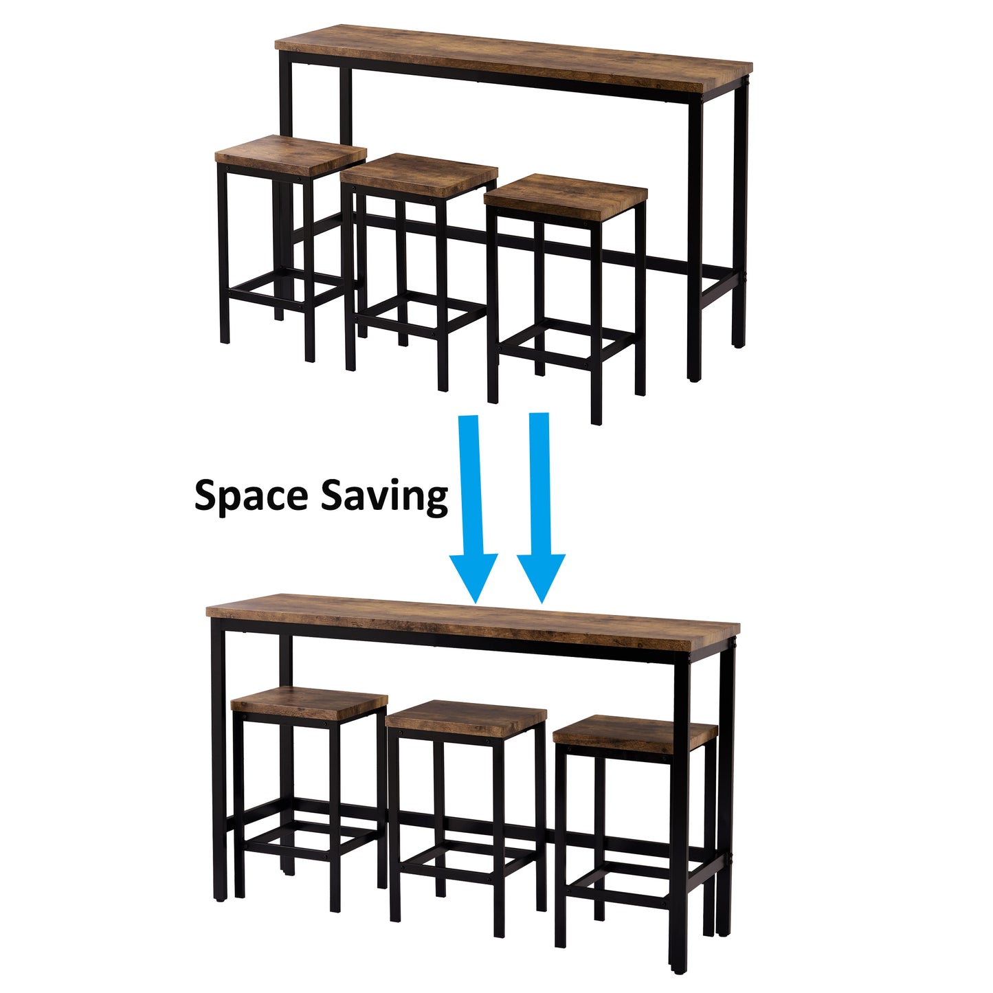 Counter Height Extra Long 4-Piece Dining Table