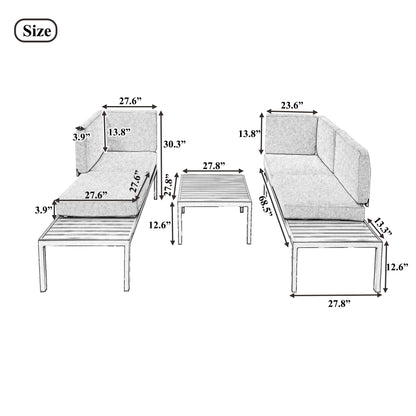 Outdoor 3 Piece Aluminum Alloy Sectional Sofa Set (gray)