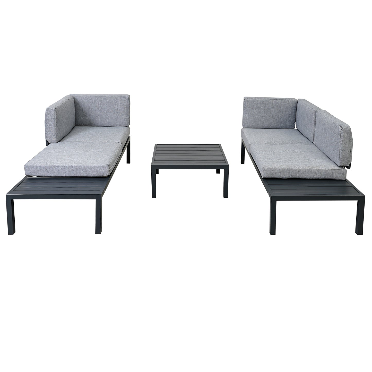 Outdoor 3 Piece Aluminum Alloy Sectional Sofa Set (gray)