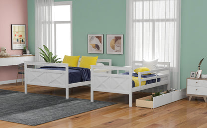 White X Twin over Full Bunk Bed with Storage