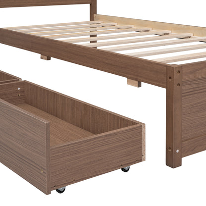 Sophie Walnut Twin Platform Bed with 2 Drawers