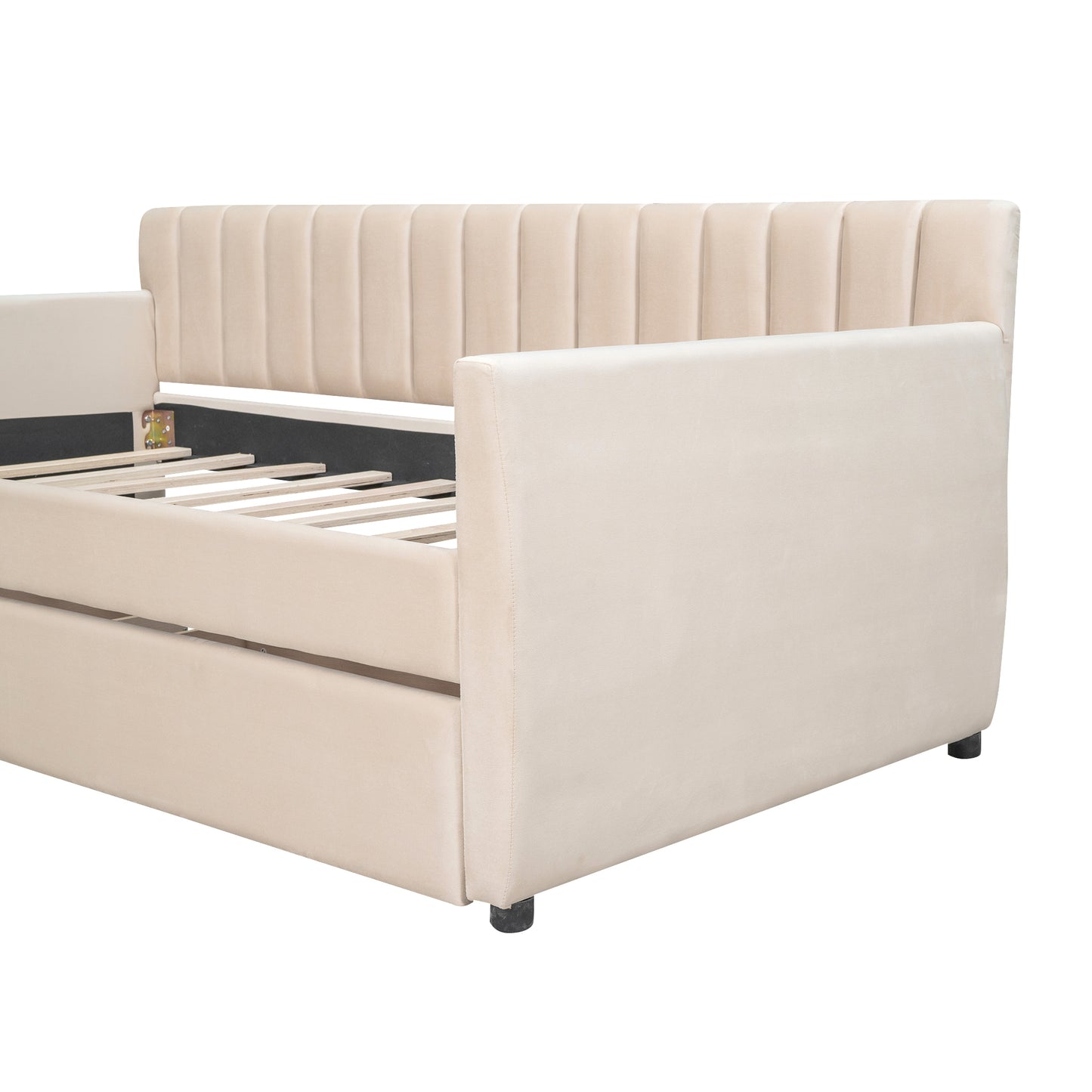 Vertical Lined Beige Daybed with Drawers (twin)