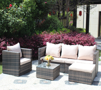 4 Piece Rattan Outdoor Seating Set