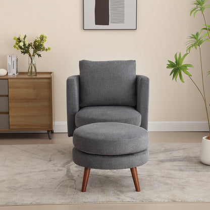 Benson Charcoal Accent Chair with Ottoman