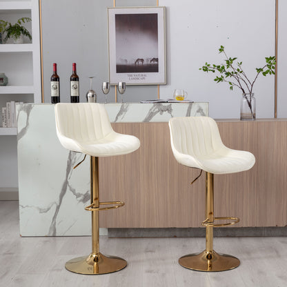 Wave Adjustable Bar Stools Set of 2 (ivory)