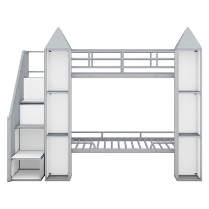 Castle Gray Twin over Twin Bunk Bed