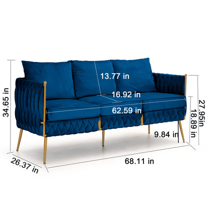 Denny Blue Velvet 2 Piece Sofa and Love Seat