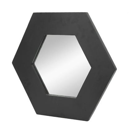 18.5" x 18.5" Hexagon Mirror with Black Wood Frame