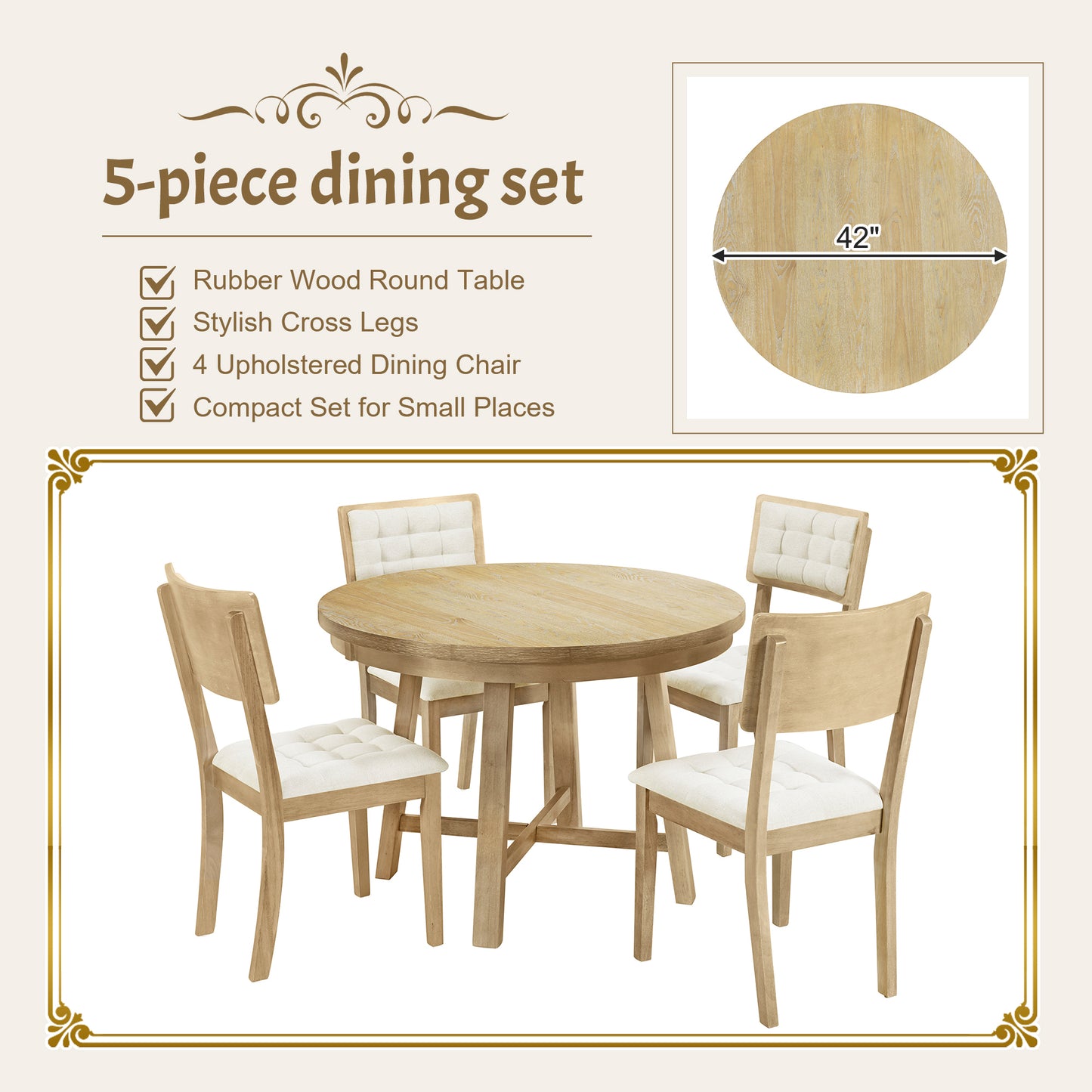 Zeke 5 Piece Dining Table Set (natural)