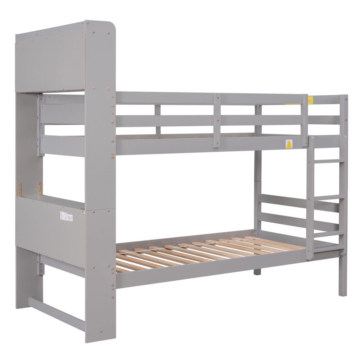 Bookcase Gray Twin Over Twin Bunk Bed