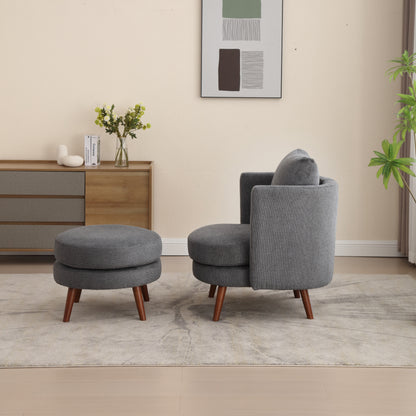 Benson Charcoal Accent Chair with Ottoman