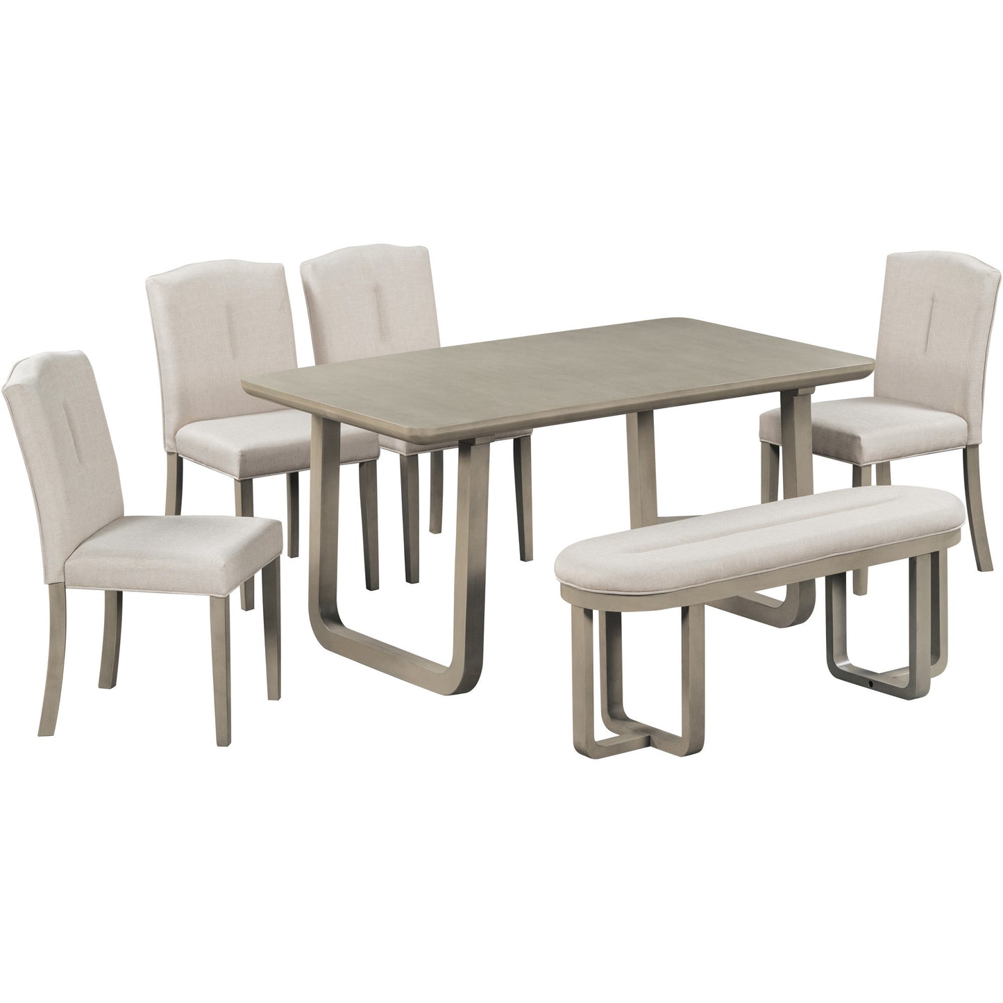 Ofir Beige 6 Piece Dining Table Set