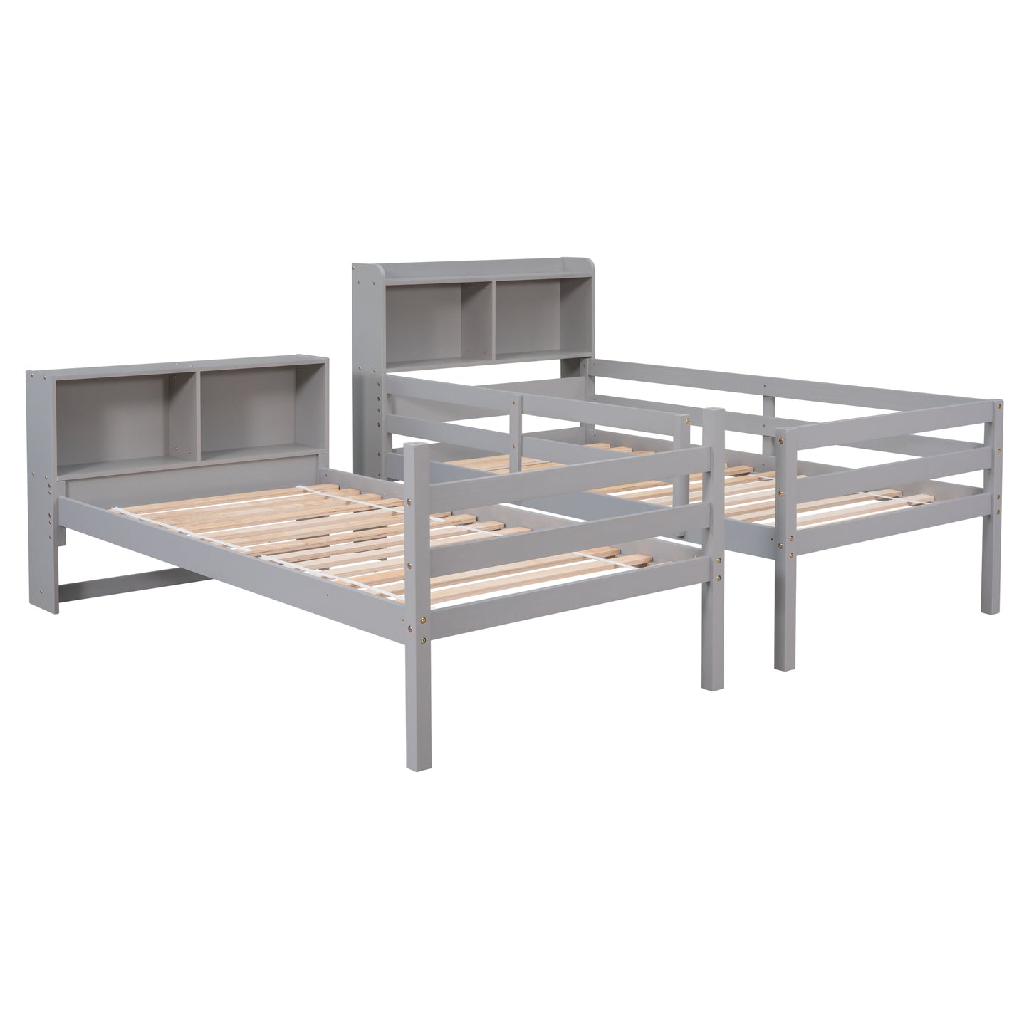 Bookcase Gray Twin Over Twin Bunk Bed