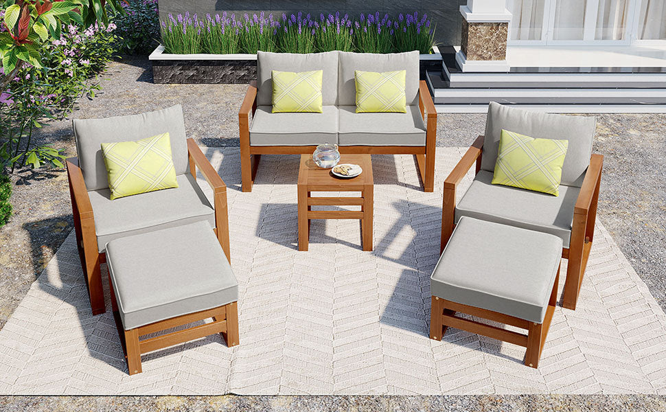 Outdoor Wood 6 Piece Conversation Set