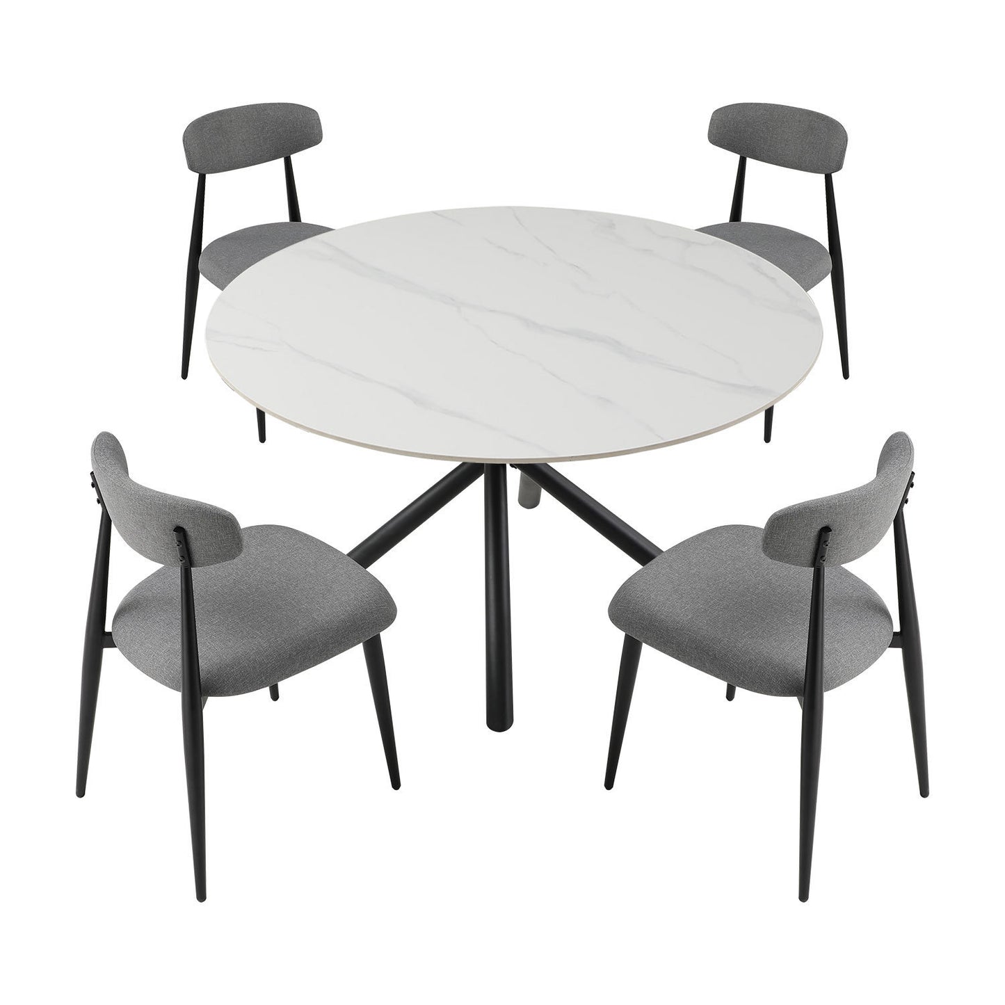 53.15" Modern Round Dining Table White Sintered Stone