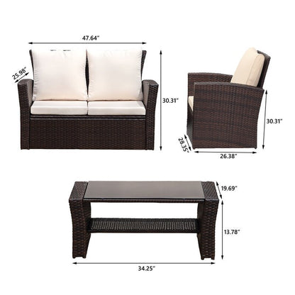 4-Pieces Outdoor Patio Seating Set (brown)