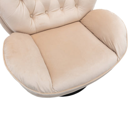 Marsh Beige Accent Chair with Ottoman