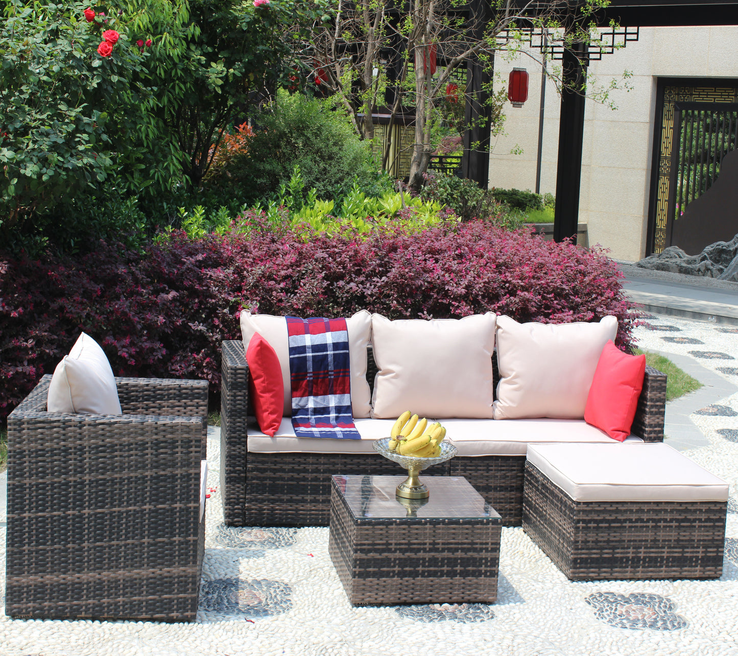 4 Piece Rattan Outdoor Seating Set