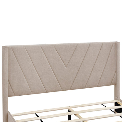 V Storage Queen Bed (beige)