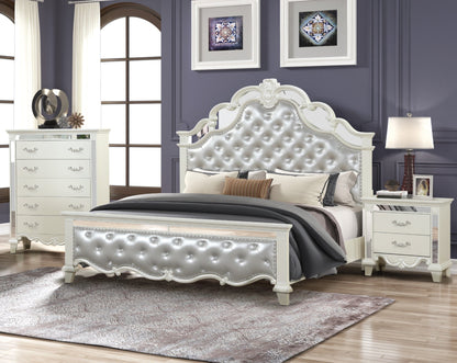 Milan Tufted Queen Bed (white)