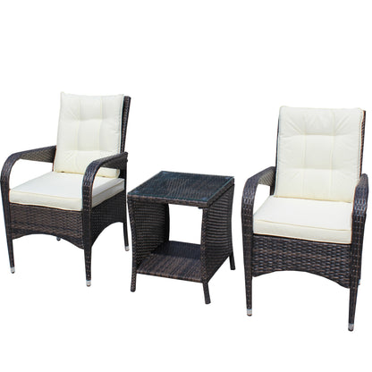 Outdoor 3 piece Beige 2 Chairs and Table