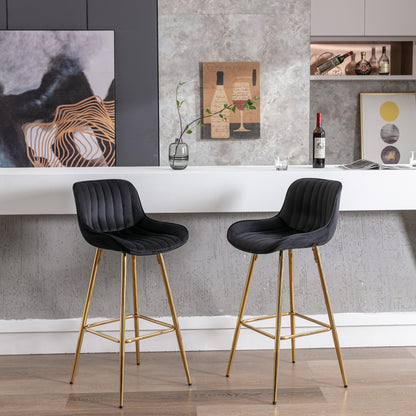 30" Set of 2 Bar Stools (black/gold)