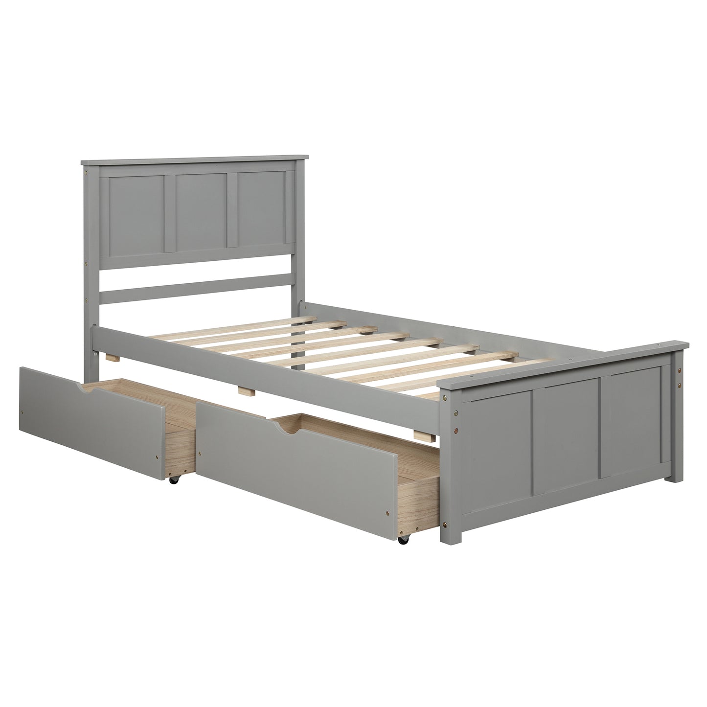 Gray Twin Platform Storage Bed